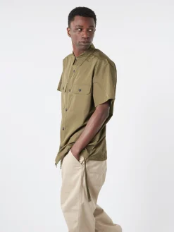 TAION - Miltary S/S Shirt in Dark Olive