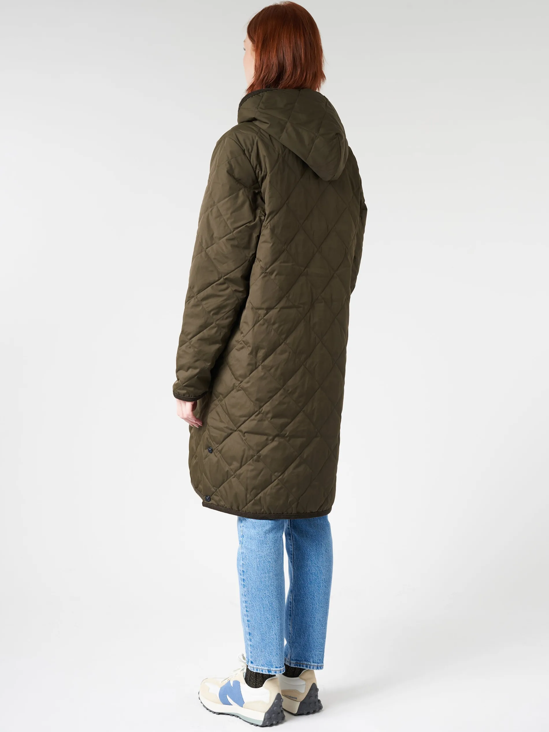 Taion - Piping Hood Long Down Coat in Dark Olive