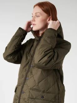 Taion - Piping Hood Long Down Coat in Dark Olive
