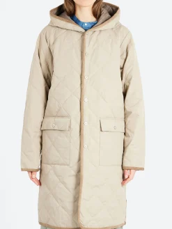 Taion - Piping Hood Long Down Coat in Beige