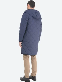Taion - Piping Hood Long Down Coat in Navy