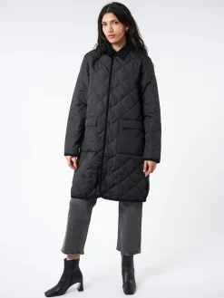 TAION - Piping Long Down Coat in Black