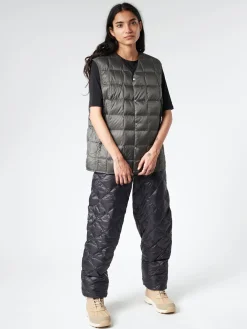 TAION - V-Neck Button Down Vest in Dark Charcoal