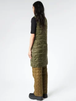 TAION - V-Neck Long Down Vest in Dark Olive