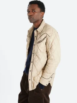 TAION - Western Piping Down Shirt in Beige/Chocolate