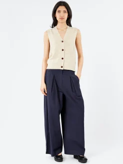 TOAST - Belted Wide Leg Trousers in Raven Blue