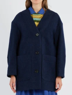TOAST - Boiled Wool Short Coat in Navy