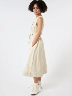 TOAST - Buttoned Canvas Dress in Wood Ash