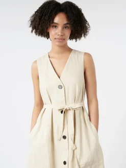 TOAST - Buttoned Canvas Dress in Wood Ash