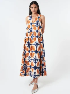 TOAST - Clamp Dyed Poplin Dress in Russet Orange