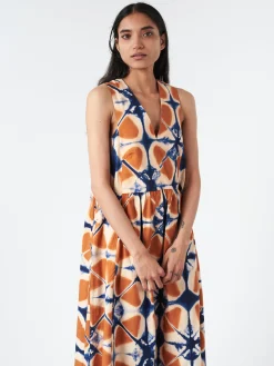 TOAST - Clamp Dyed Poplin Dress in Russet Orange