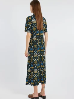 TOAST - Collector Print Fluid Shirt Dress in Oil Green