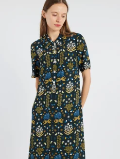 TOAST - Collector Print Fluid Shirt Dress in Oil Green