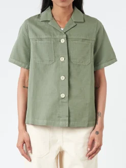 TOAST - Cotton Linen Short Sleeve Shirt in Sage
