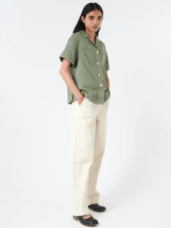 TOAST - Cotton Linen Short Sleeve Shirt in Sage