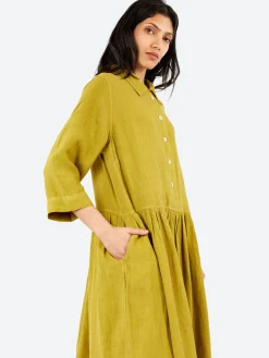 TOAST - Garment Dyed Linen Shirt Dress in Olivine