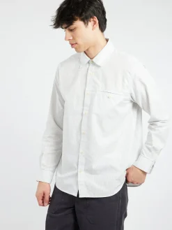 TOAST - Jet Pocket Fine Stripe Shirt in Ecru and Charcoal