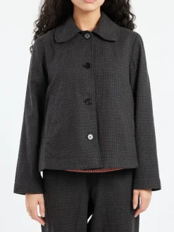 TOAST - Seersucker Check Jacket in Black Indigo