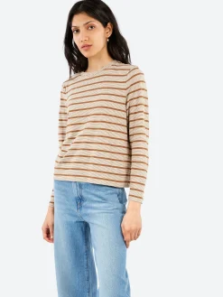 TOAST - Stripe Crew Neck Tee in Ecru and Partridge