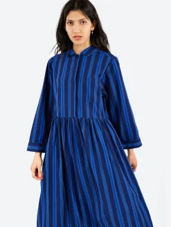 TOAST - Stripe Poplin Shirt Dress in Royal Blue