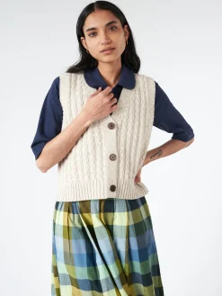 TOAST - Textured Knitted Waistcoat in Oat