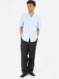 Universal Works - Camp Shirt in White and Blue Pop Stripe