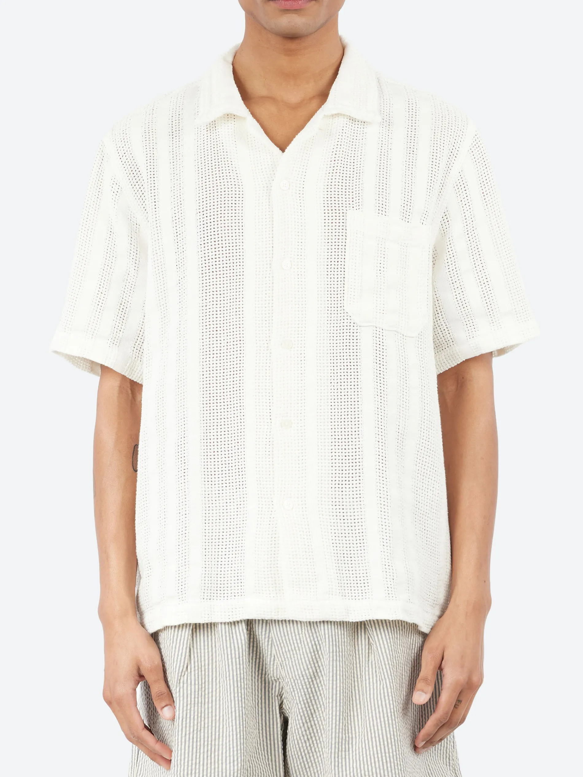 Universal Works - Road Shirt in Ecru Reef Cotton