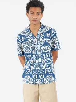 Universal Works - Road Shirt in Navy Island Print