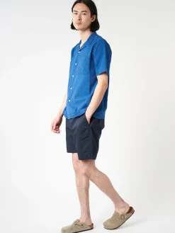 Universal Works - Road Shirt in Washed Indigo Seersucker
