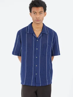 Universal Works - Road Shirt in Navy Reef Stripe Cotton