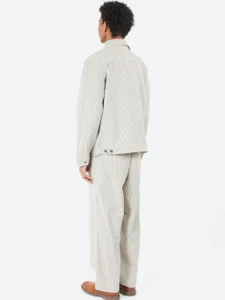 Universal Works - Trucker Jacket in Grey Derby Stripe