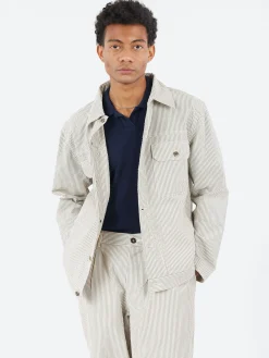 Universal Works - Trucker Jacket in Grey Derby Stripe