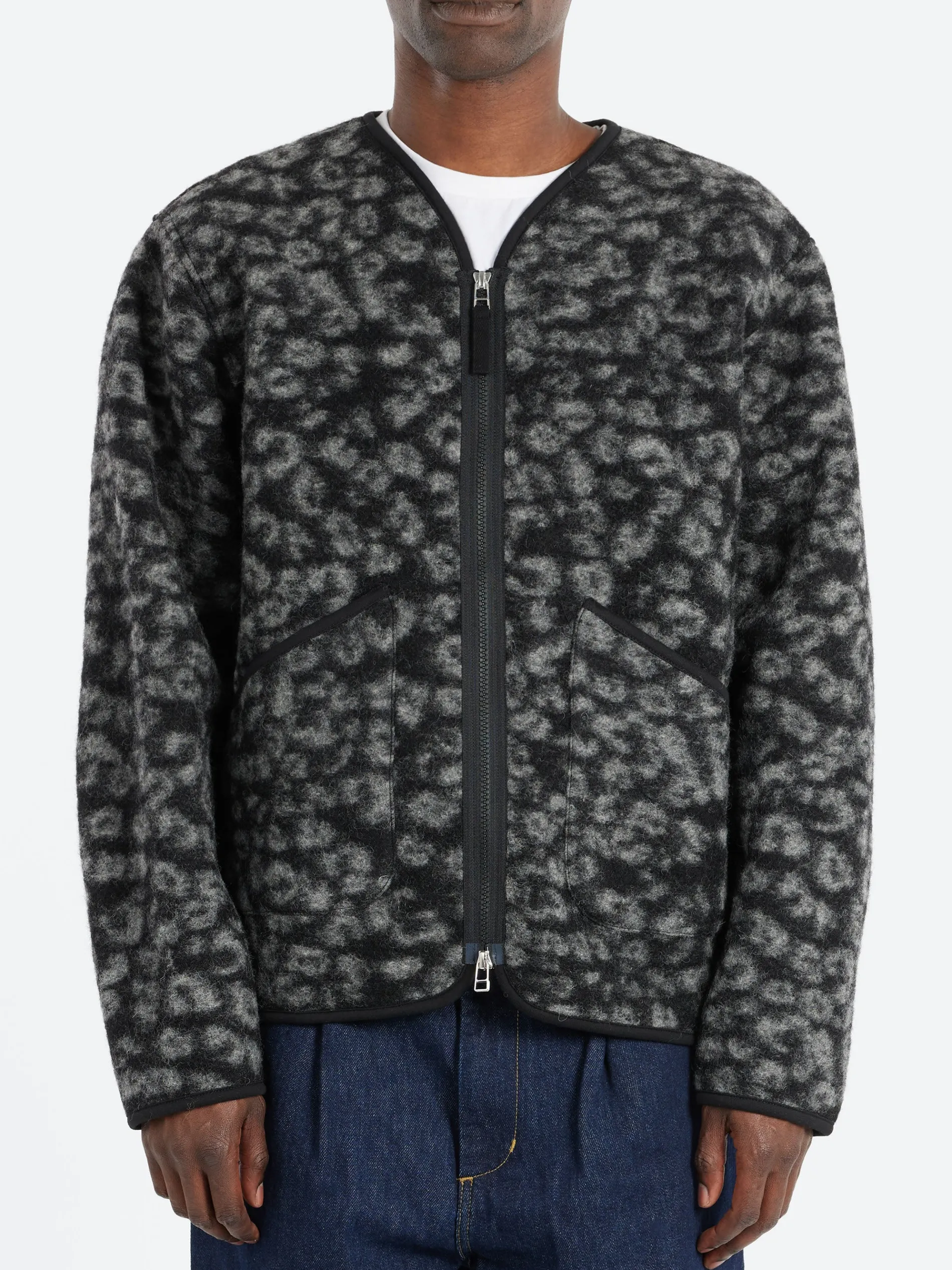 Universal Works - Zip Liner Jacket in Black and Charcoal