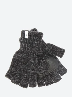 Upstate Stock - Fingerless Gloves in Black Melange