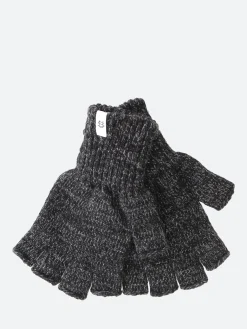 Upstate Stock - Fingerless Gloves in Black Melange