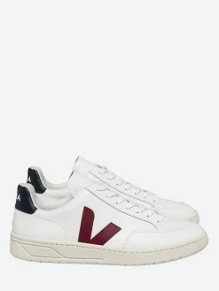 Veja - V-12 Leather in White, Marsala and Nautico