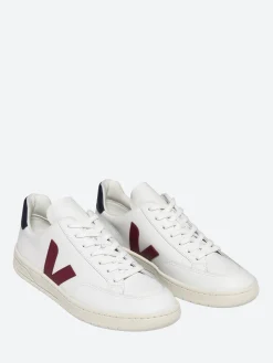 Veja - V-12 Leather in White, Marsala and Nautico