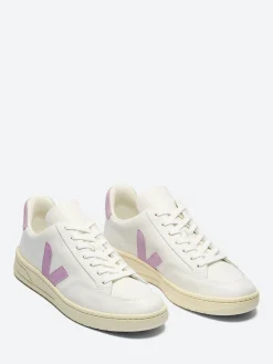 Veja - V-12 O.T. Leather in Extra White and Orchid