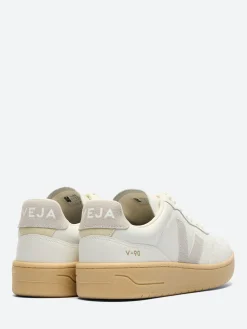 Veja - V-90 O.T. Leather in White and Light Grey