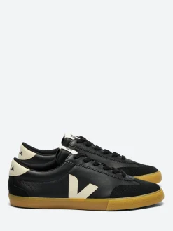 Veja - Volley O.T. Leather in Black and Pierre