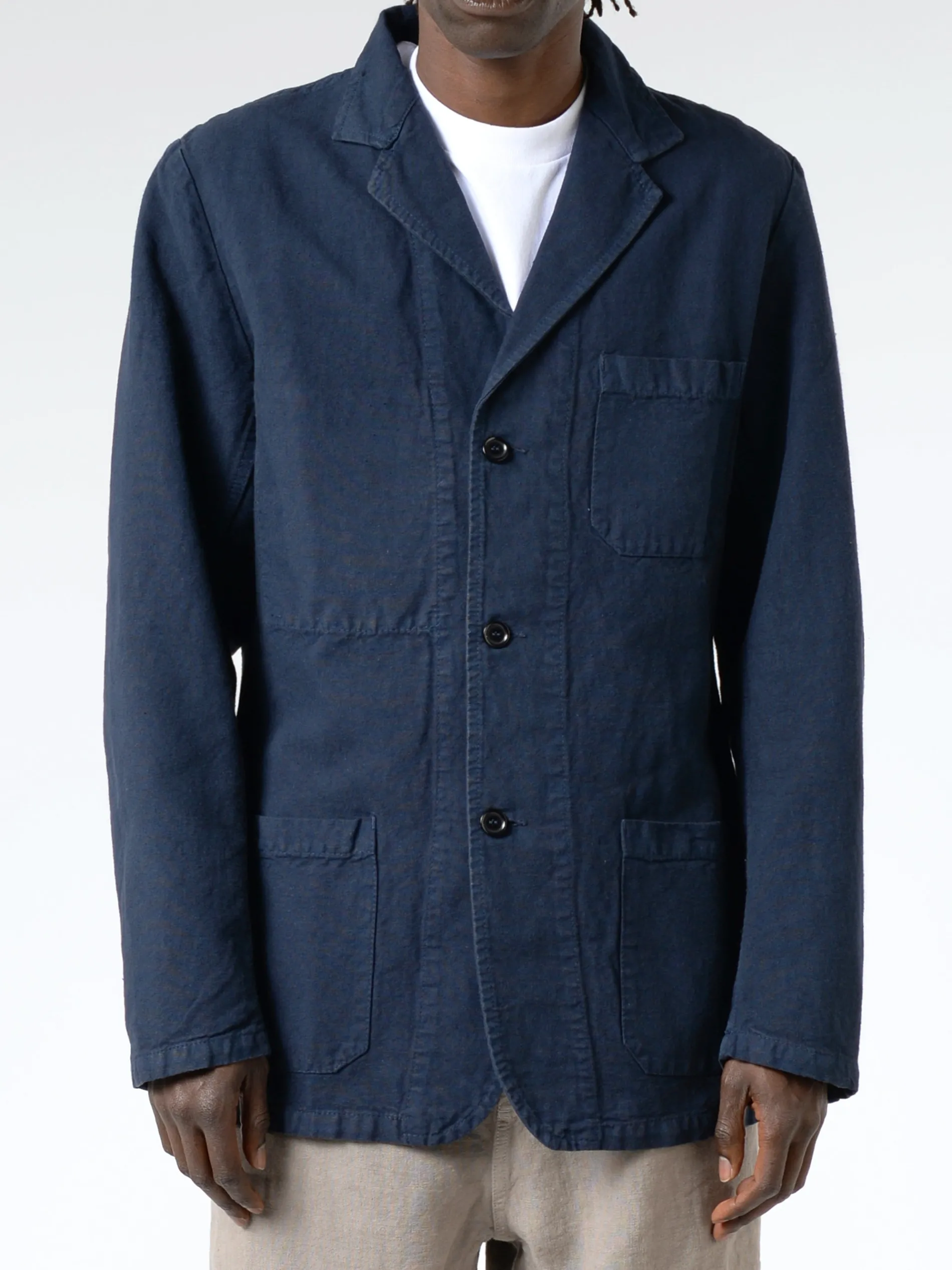 Vetra - Hopsack-Style Workwear Blazer in Navy