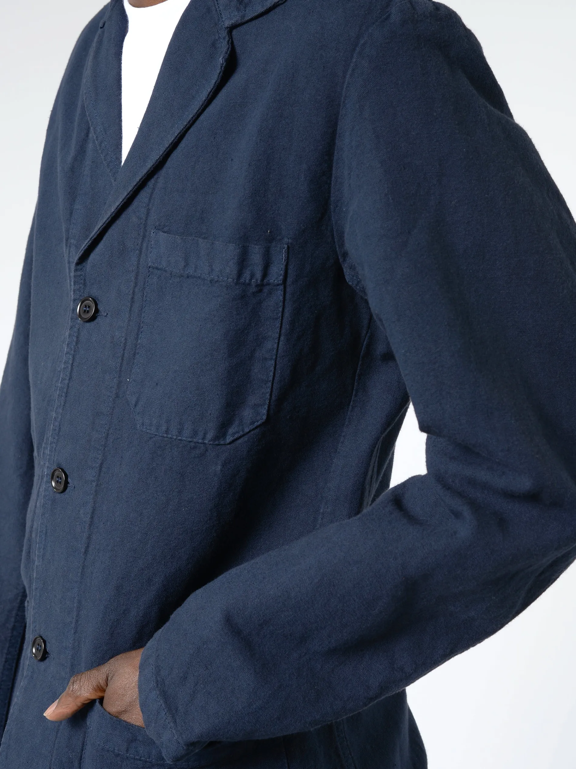 Vetra - Hopsack-Style Workwear Blazer in Navy