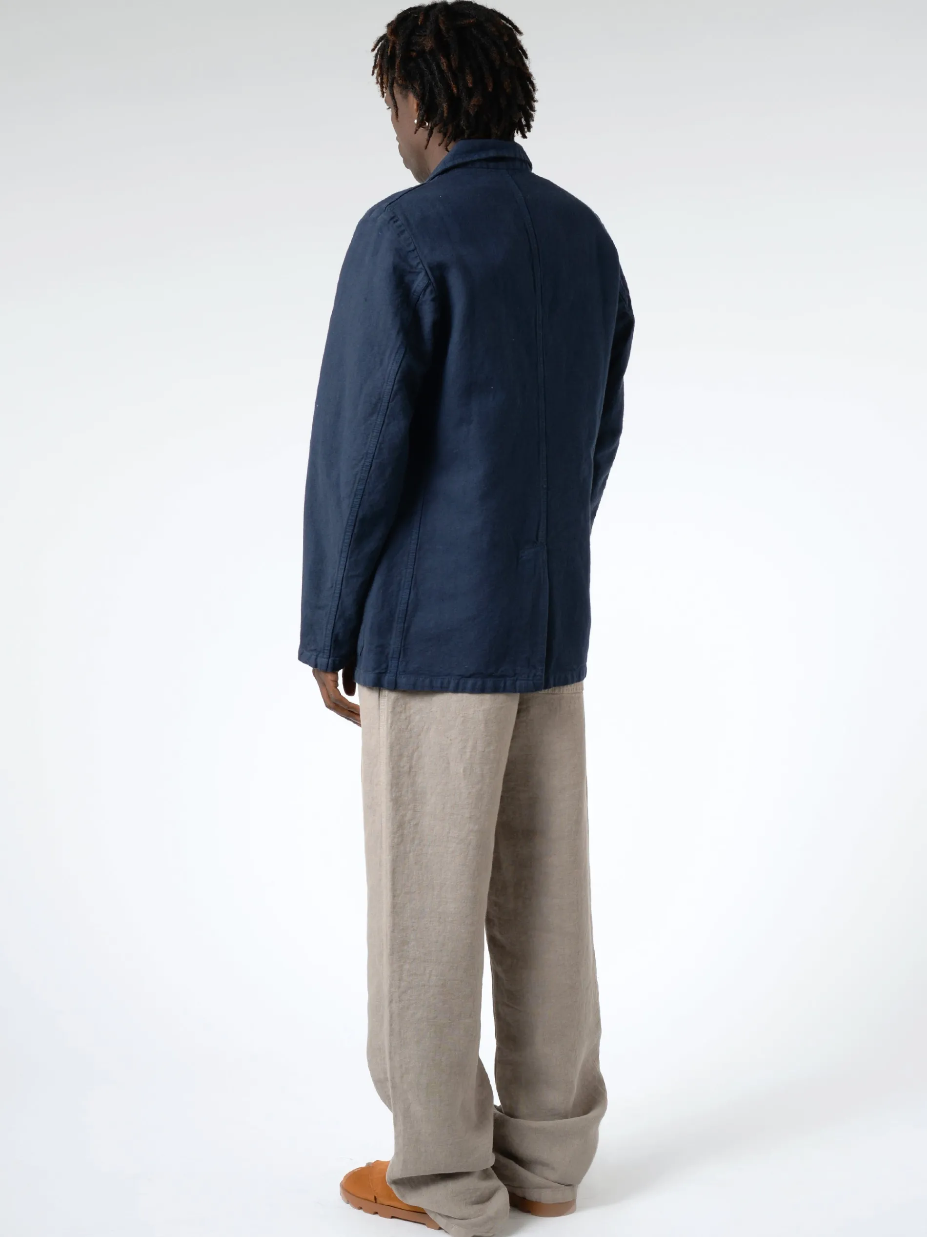 Vetra - Hopsack-Style Workwear Blazer in Navy