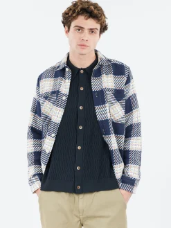 Wax London - Whiting Overshirt in Navy/Multi