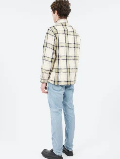 Wax London - Whiting Overshirt in Ecru and Sage Harp Check