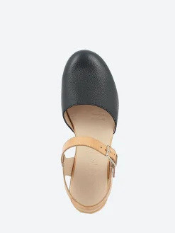 Wonders - Amsterdam Clog in Black Wild and Sand Pergam