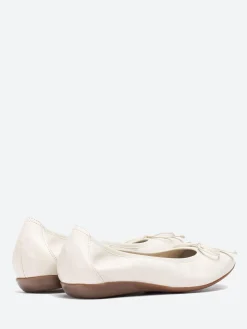 Wonders - Bow Ballet Flat in Off White Sauvage