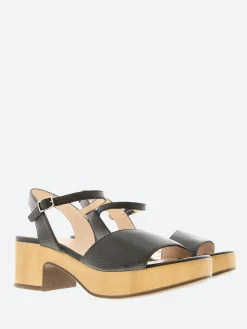Wonders - D-8802 Leather Wedge Sandal in Black