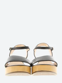 Wonders - D-8802 Leather Wedge Sandal in Black