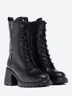 Wonders - Heel Lace Boot in Black Wild